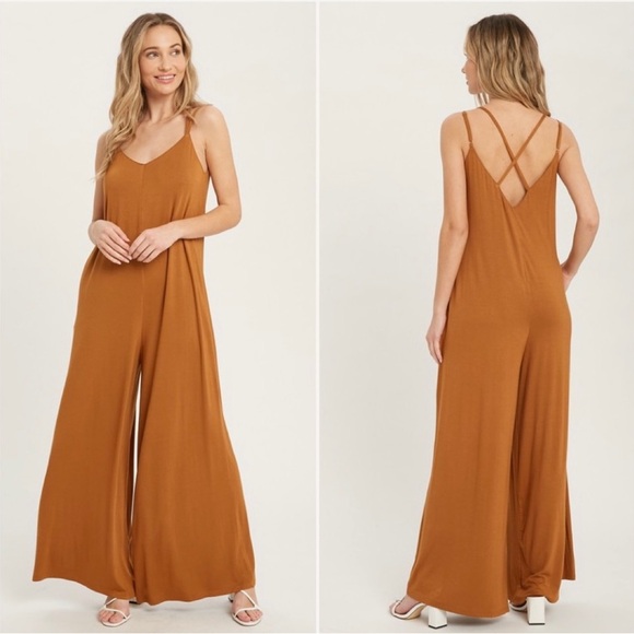 SALE🎈NWOT NEVER WORN MUSTARD ONE PIECE SUPER SOFT JUMPSUIT WITH POCKETS! - Picture 3 of 12